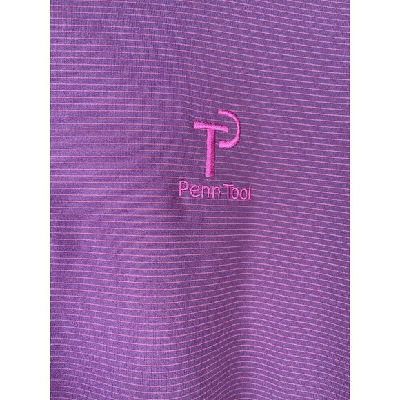 Peter Millar Summer Comfort Golf Polo Penn Tool Shirt 2XL Purple Stripe Stretch - Picture 4 of 12